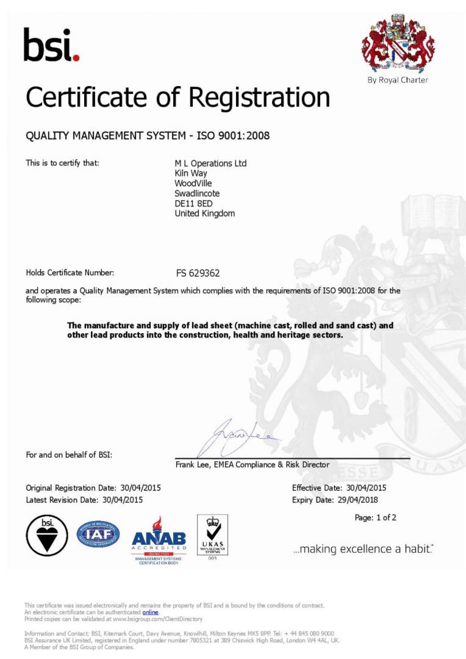 Midland Lead and ISO 9001